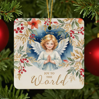 Ornamento De Cerâmica Exquisite Christmas Angel Flowers Victorian