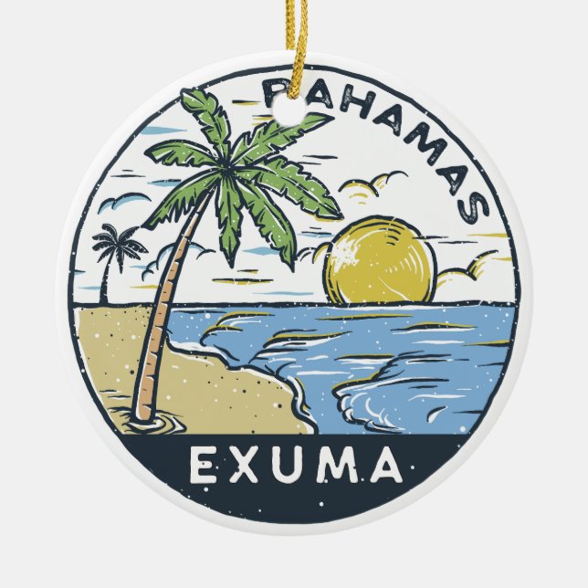 Ornamento De Cerâmica Exuma Bahamas Vintage (Frente)