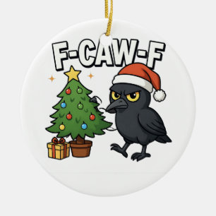 Ornamento De Cerâmica F-caw-f Natal Raven Crow Xmas Memória de Árvore