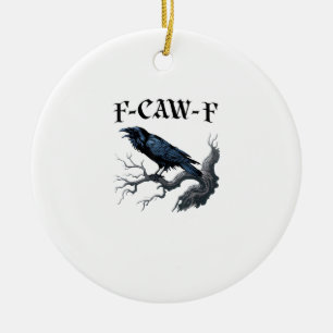 Ornamento De Cerâmica F-Caw-F Pássaro Engraçado Corvo