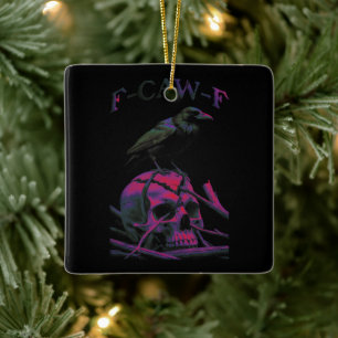 Ornamento De Cerâmica F-Caw-F Pássaro Negro Engraçado