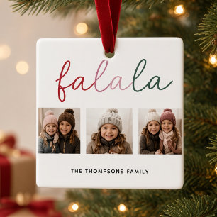 Ornamento De Cerâmica Fa La La 3 Foto Personalizado Natal Família