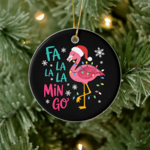 Ornamento De Cerâmica Fa La La La Mingo Christmas Flamingo Pink Lover