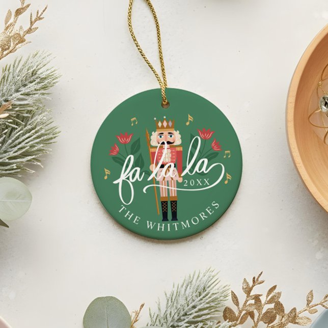 Ornamento De Cerâmica Fa La Nutcracker Christmas Argyle Diamond Foto (Fa La Nutcracker Christmas Argyle Diamond Photo Ceramic Ornament (Front))