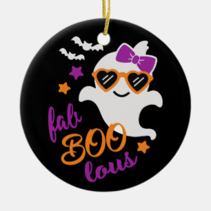 Ornamento De Cerâmica Fab Boo Lous Halloween Ghost Cute
