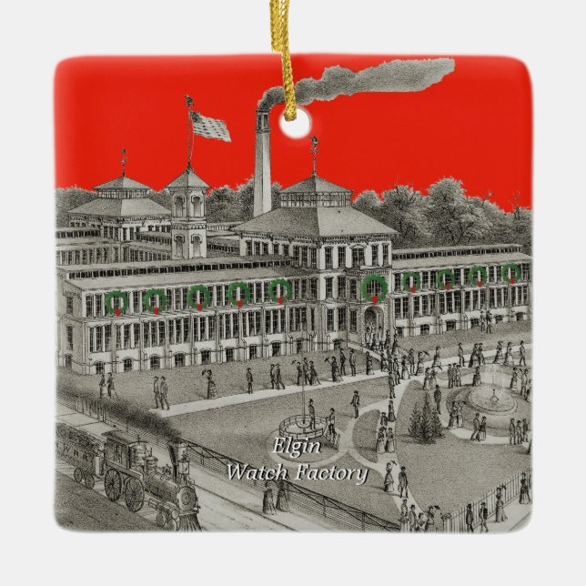 Ornamento De Cerâmica Fábrica Elgin Illinois 1871 do relógio de Elgin (Frente)