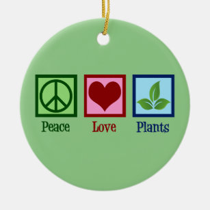 Ornamento De Cerâmica Fábrica Nursery Peace Love Plantas Fofas Verde