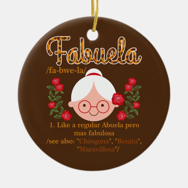 Ornamento De Cerâmica Fabuela Como um Abuela Leopardo Normal Espanhol (Frente)