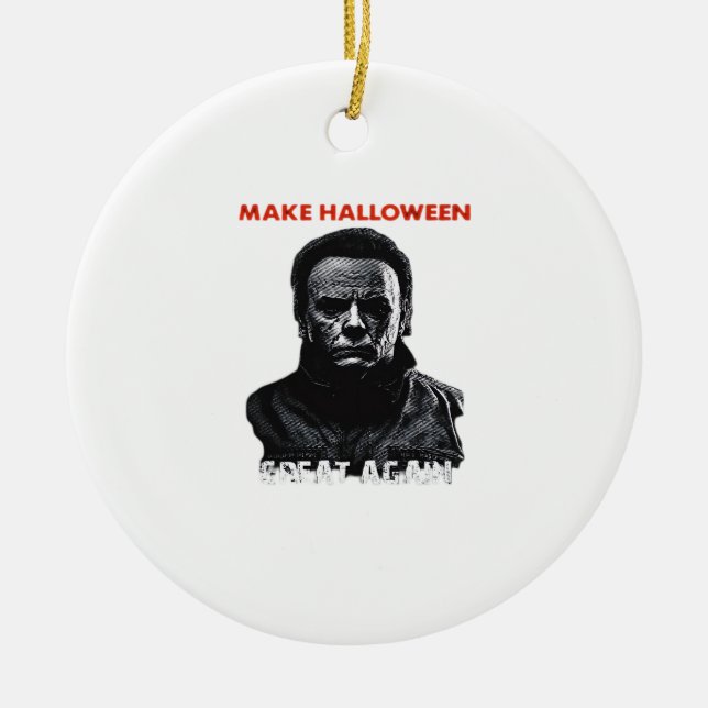 Ornamento De Cerâmica Faça Excelente De Halloween De Novo - Assustador H (Frente)