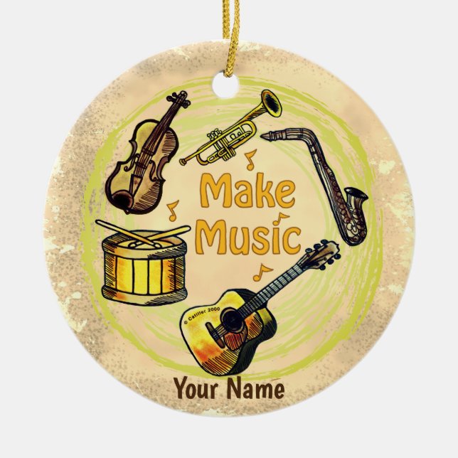 Ornamento De Cerâmica Faça Música  (Frente)
