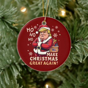 Ornamento De Cerâmica Faça o Excelente de Natal novamente Trump Santa