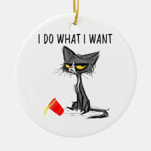 Ornamento De Cerâmica Faça o que eu quero que a taça vermelha de gata pr