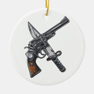 Ornamento De Cerâmica Faca pistola knife gun