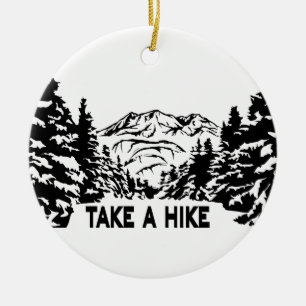 Ornamento De Cerâmica Faça uma citação de Hike, paisagem monocromática d