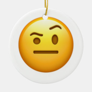 Ornamento De Cerâmica Face Com Uma sobrancelha Levantada - Emoji