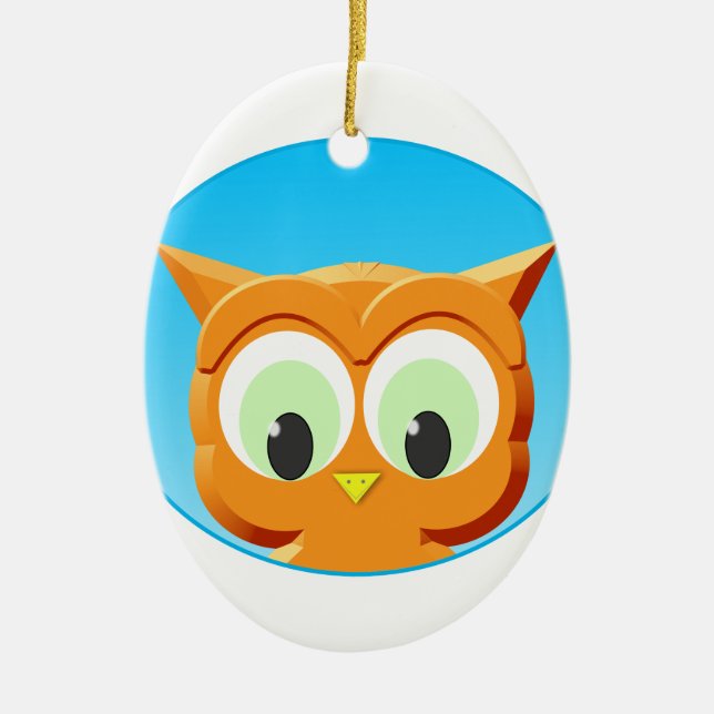 Ornamento De Cerâmica Face De Uma Pequena Coruja (Frente)