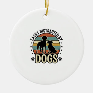 Ornamento De Cerâmica Facilmente Distraído por Cães Desenho Silhueta Vin