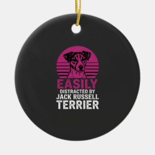 Ornamento De Cerâmica Facilmente Distraído Por Jack Russell Terrier