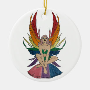 Ornamento De Cerâmica Fada Bissexual