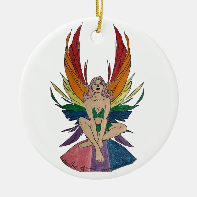 Ornamento De Cerâmica Fada Bissexual (Frente)