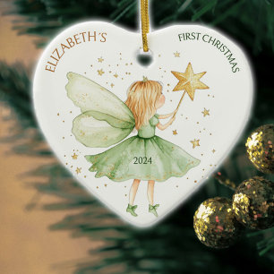 Ornamento De Cerâmica Fada de Água - Fada Personalizada - Primeiro Natal