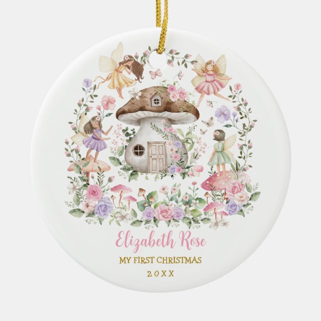 Ornamento De Cerâmica Fada Mágica Princesa Garota Bebê 1rua Natal (Frente)