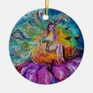 Ornamento De Cerâmica FADA NA NOITE SAPPHIRE AZUL VIBRANTE Gema