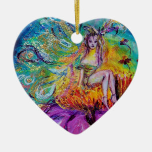 Ornamento De Cerâmica FADA NA NOITE SAPPHIRE AZUL VIBRANTE Gema