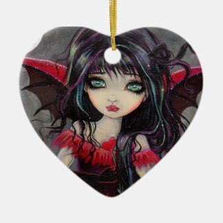 Ornamento De Cerâmica Fada Vampira Gótica Fofa Coração Vermelho