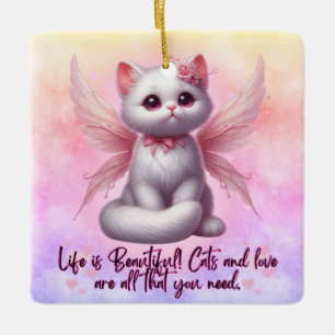 Ornamento De Cerâmica Fada Whiskers of Love