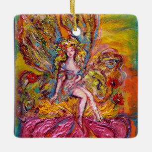 Ornamento De Cerâmica FAIRY FLOWER NA Fantasia PINK IRIS