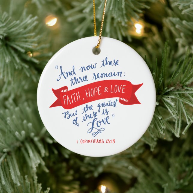 Ornamento De Cerâmica Faith Hope e Love 2 (Árvore)