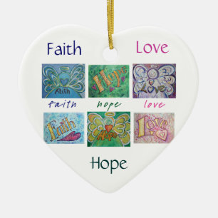 Ornamento De Cerâmica Faith Hope Love Angel Art Collage Ornament Pental