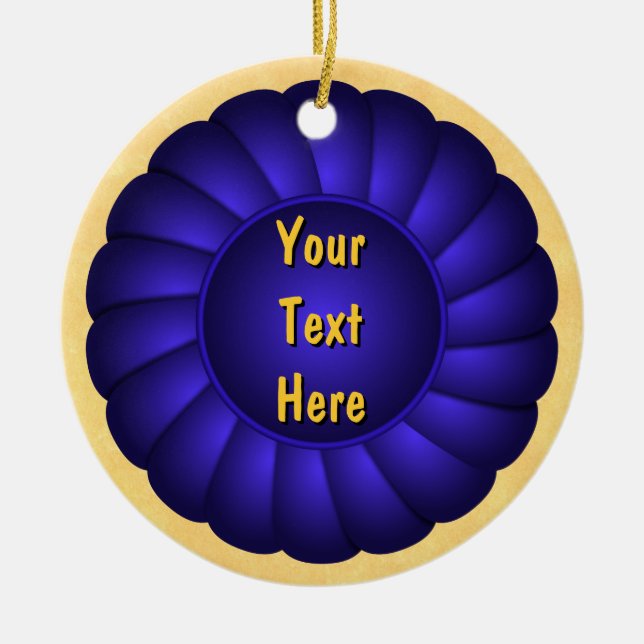 Ornamento De Cerâmica Faixa Azul para Personalizar (Frente)