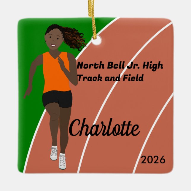 Ornamento De Cerâmica Faixa de Cabelos Pretos e Garota de Campo em Laran (Frente)