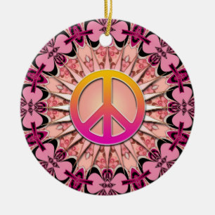 Ornamento De Cerâmica Faixa Rosa Mandala Mantém a Ordem de Paz