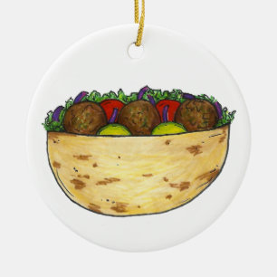 Ornamento De Cerâmica Falafel recheado Pita Sandwich Comida mediterrânic