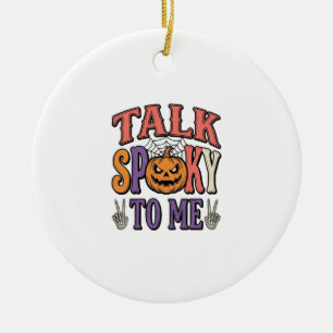 Ornamento De Cerâmica Fale Assustador Comigo Camisa Vintage de Halloween