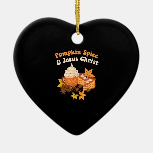 Ornamento De Cerâmica Fall Season Pumpkin Spice E Jesus C (Frente)