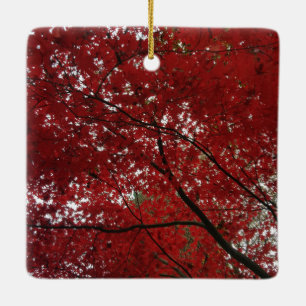 Ornamento De Cerâmica Fall Season Red Brown Autumn Folhas
