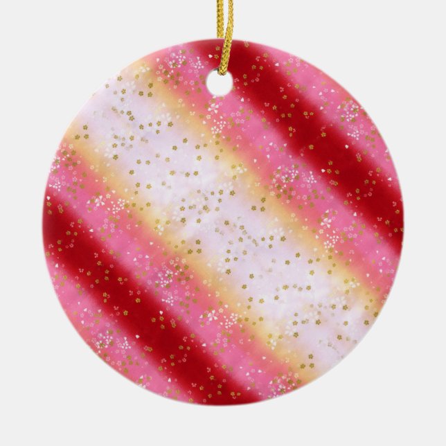 Ornamento De Cerâmica Falln Pink Sakura Sunrise (Frente)