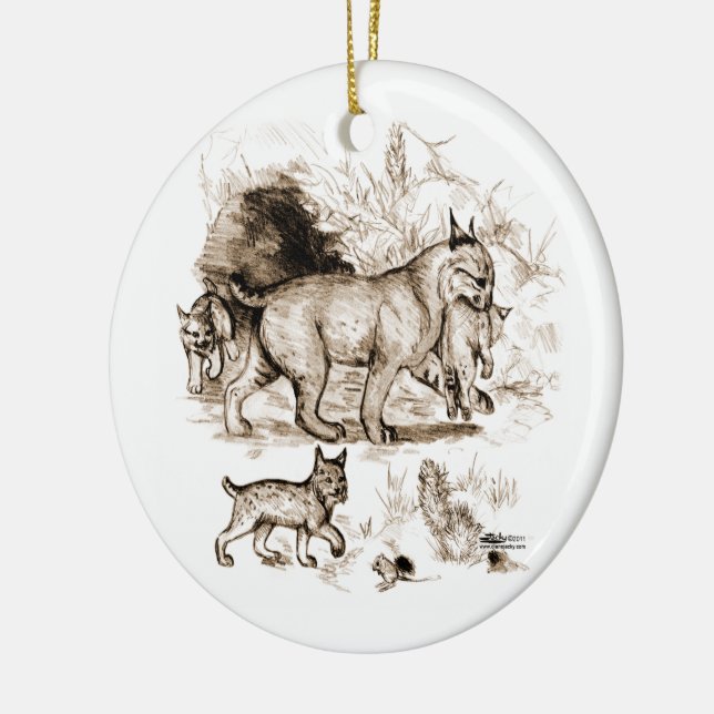 Ornamento De Cerâmica Família Bobcat (Esquerda)