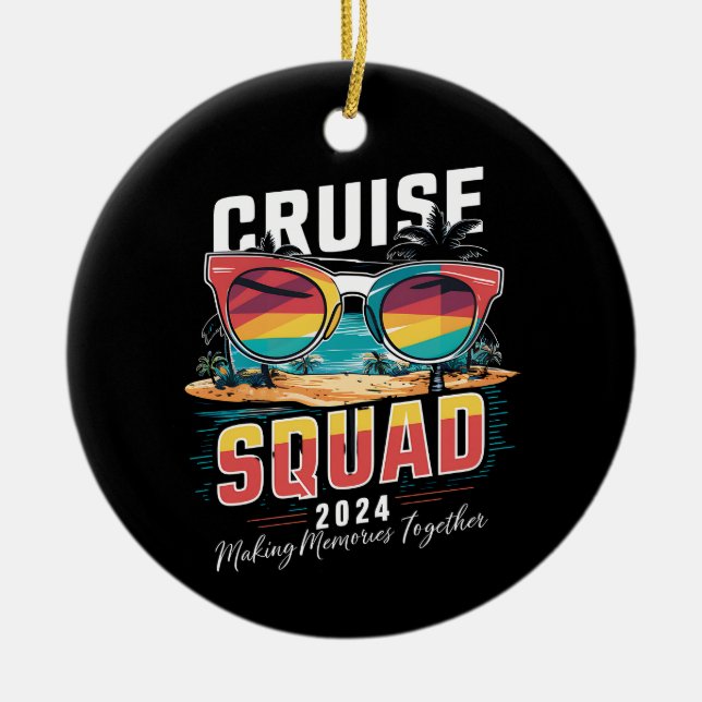 Ornamento De Cerâmica Família Cruise Squad 2024 Summer Vacation Matching (Frente)