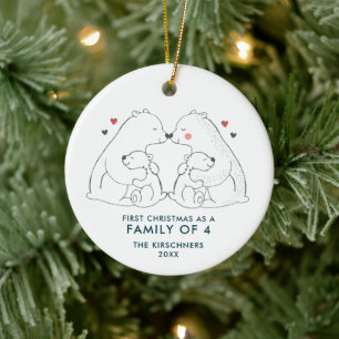 Ornamento De Cerâmica Família de 4 Ursos Polares Personalizados Devidos