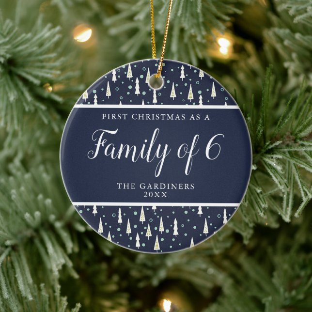 Ornamento De Cerâmica Família de 6 personalizados Esperamos o 4º bebê (Árvore)
