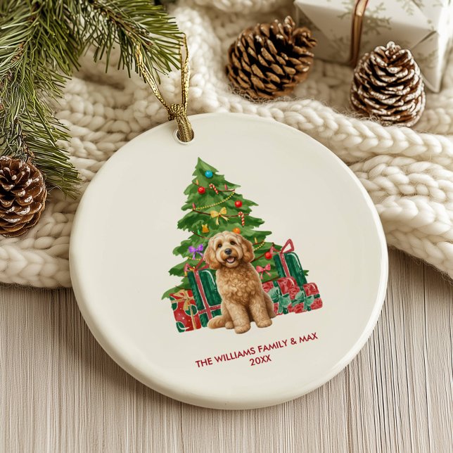 Ornamento De Cerâmica Família de Cães Cockapoo Natal (Criador carregado)