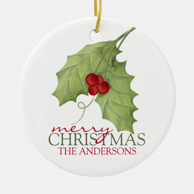 Ornamento De Cerâmica Família de Feriados Russos de Berries Botânicos (Frente)