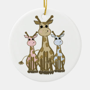 Ornamento De Cerâmica Família de Girafas de Desenho Animado Fofa