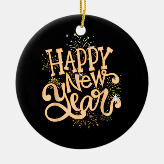 Ornamento De Cerâmica Família de Homens do Partido da Véspera de ano nov (Frente)