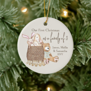 Ornamento De Cerâmica Família de Três Urso de Pelúcia Foto Personalizada